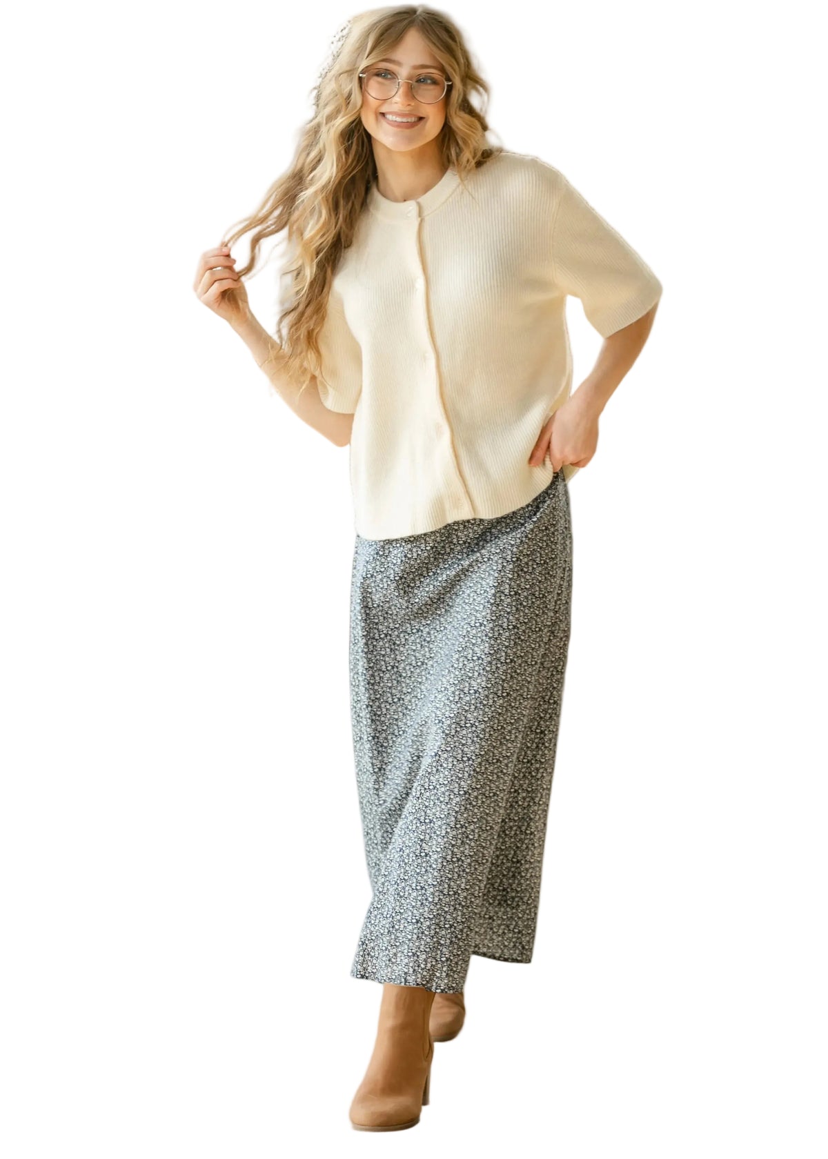 Zadie Ivory Short Sleeve Button Cardigan